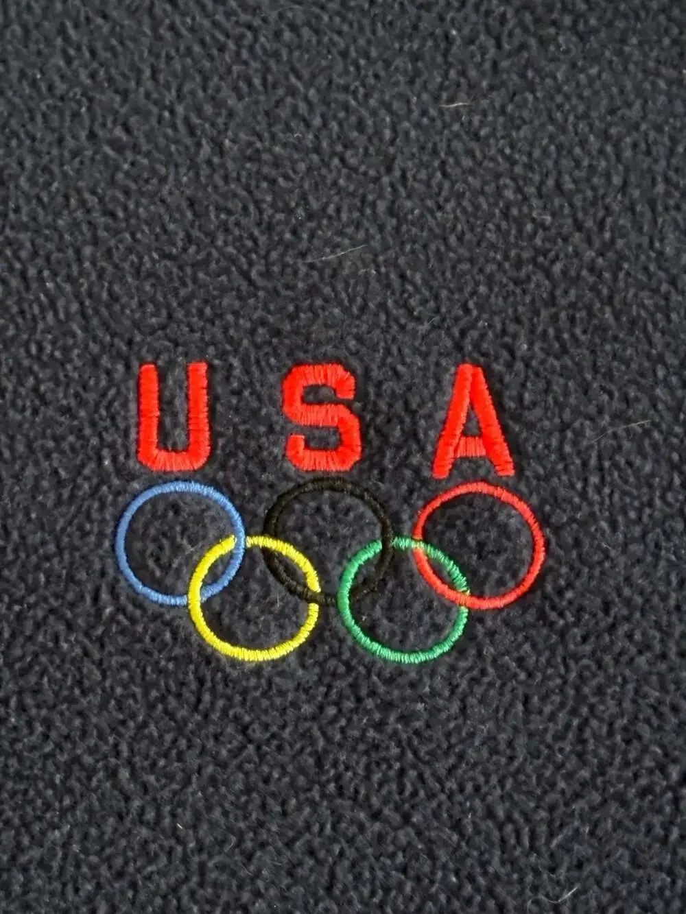 Vintage USA Olympic Rings Navy Blue Full Zip Fleece Jacket XXL Made In USA